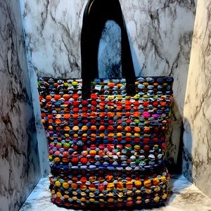 Artisan rag rug tote